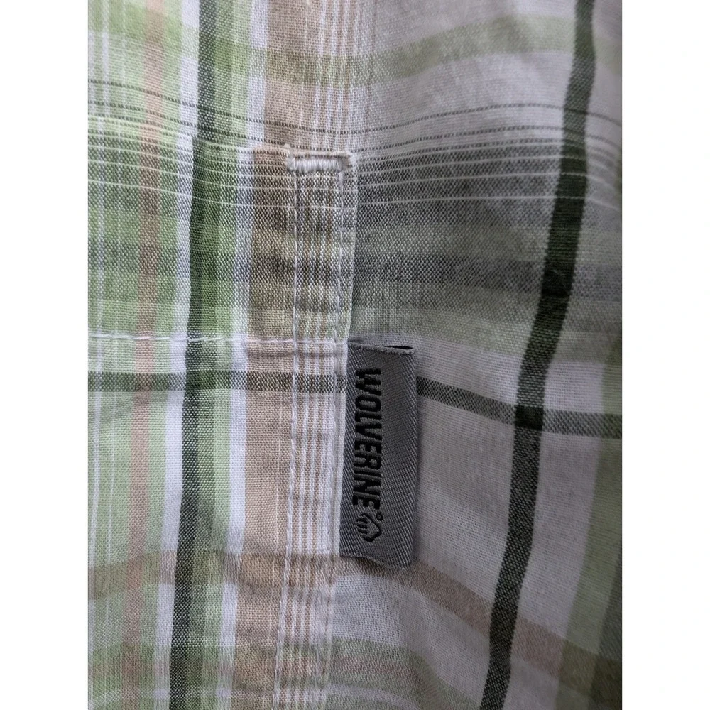 L3 Wolverine Shirt Mens XLarge Green Button Up Plaid Camp Outdoor Normcore Hike